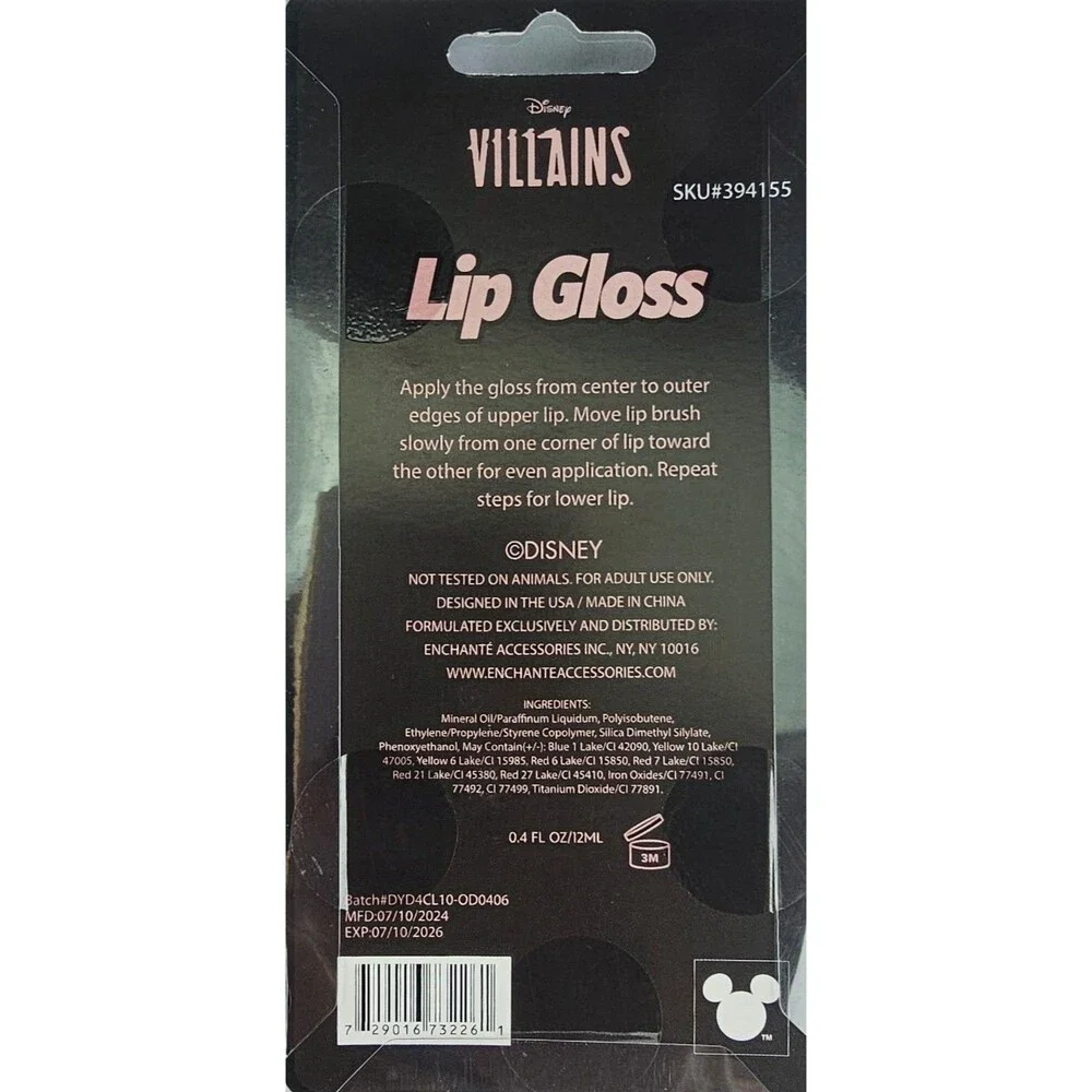 Disney Villains 101 Dalmatians “Cruella De Vil” Pink Lip Gloss, New In Package